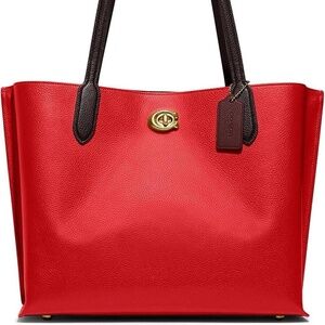 NWT COACH Willow Tote Red Leather Shoulder Bag Purse
